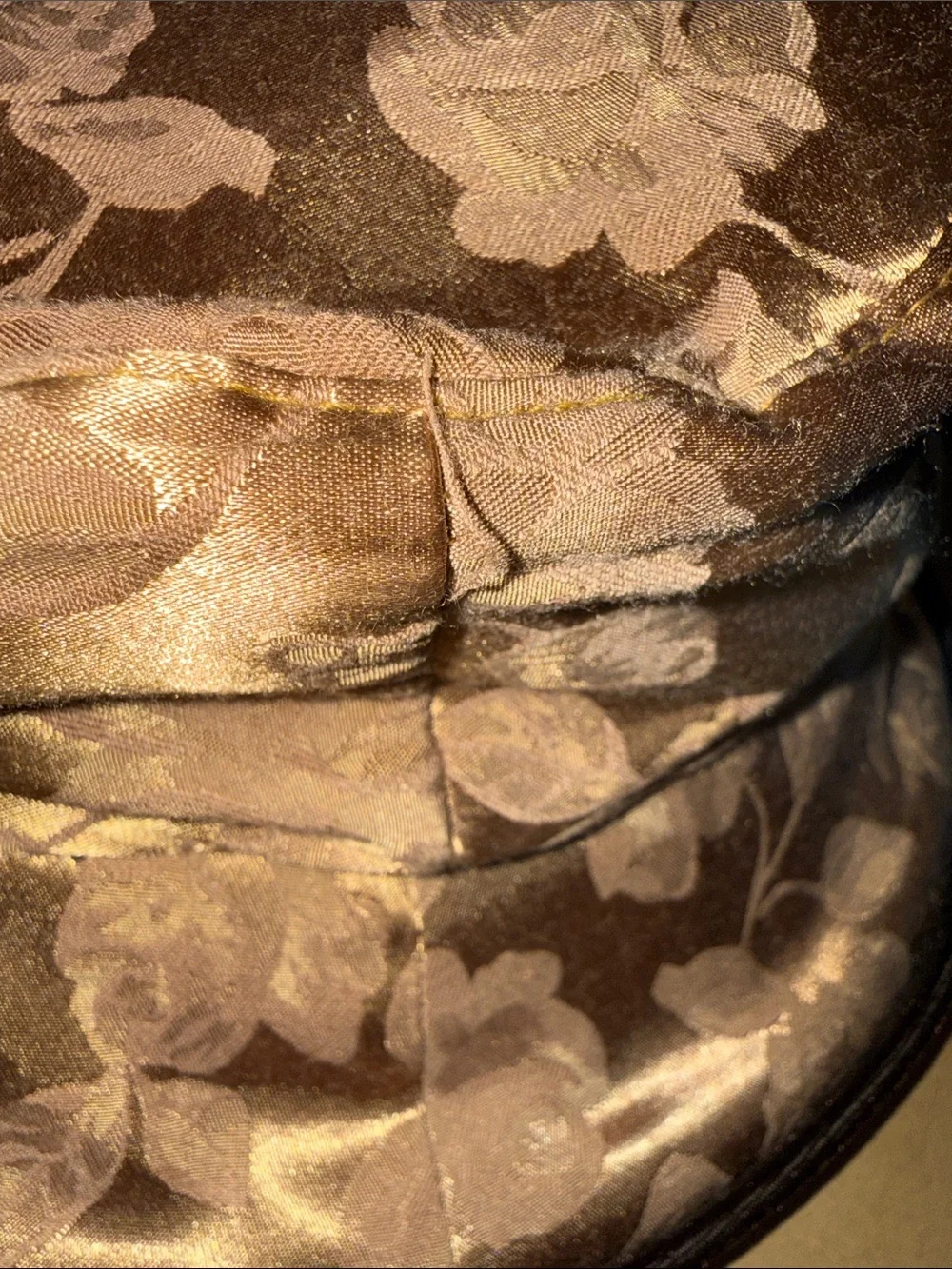 Decorative Floral Jacquard Dress Hat in Gold